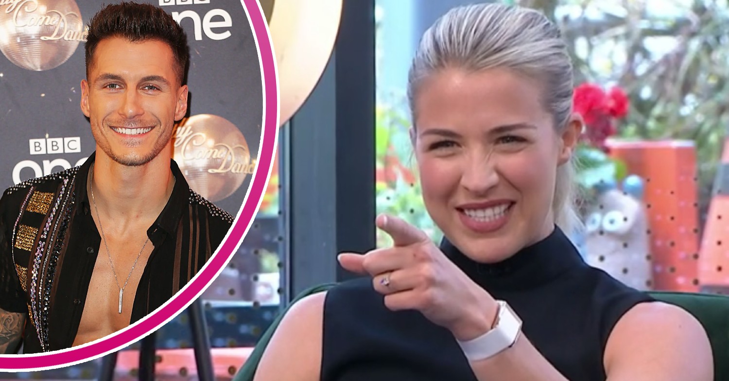 Gemma Atkinson points and Gorka Marquez smiles