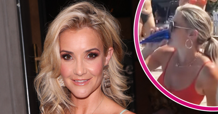 Helen Skelton in a bikini and smiling