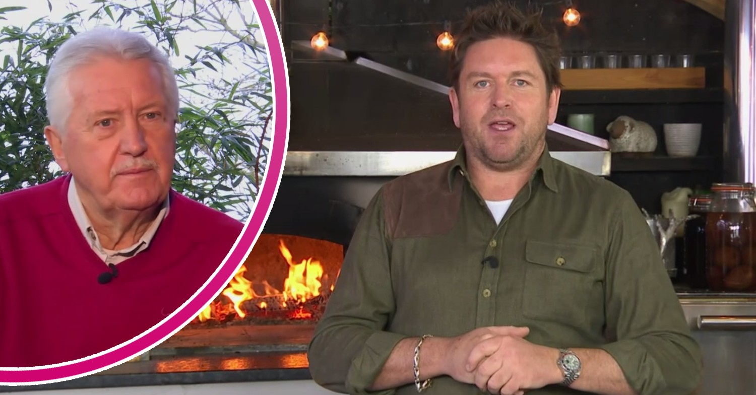 James Martin speaks to camera and Brian Turner looks serious