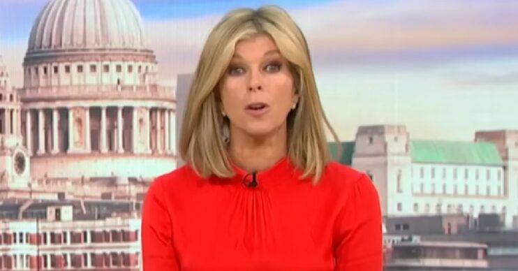 Kate Garraway in red dress on Good Morning Britain today