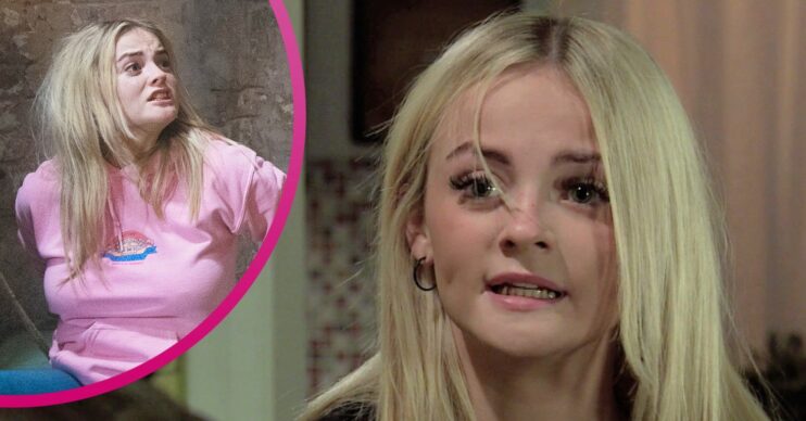 Kelly looking scared in Coronation Street