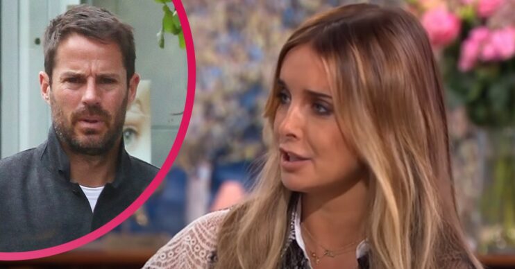 Jamie Redknapp frowning and Louise Redknapp talking on This Morning