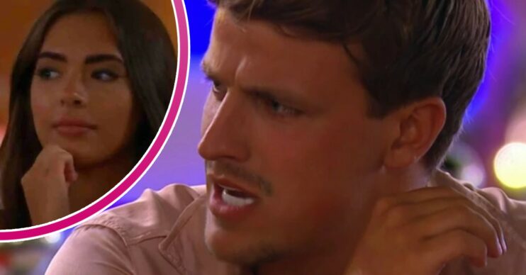 Luca and Gemma having a row on ITV2's Love Island