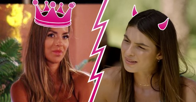 Ekin-Sue and Nathalia looking at each other on Love Island