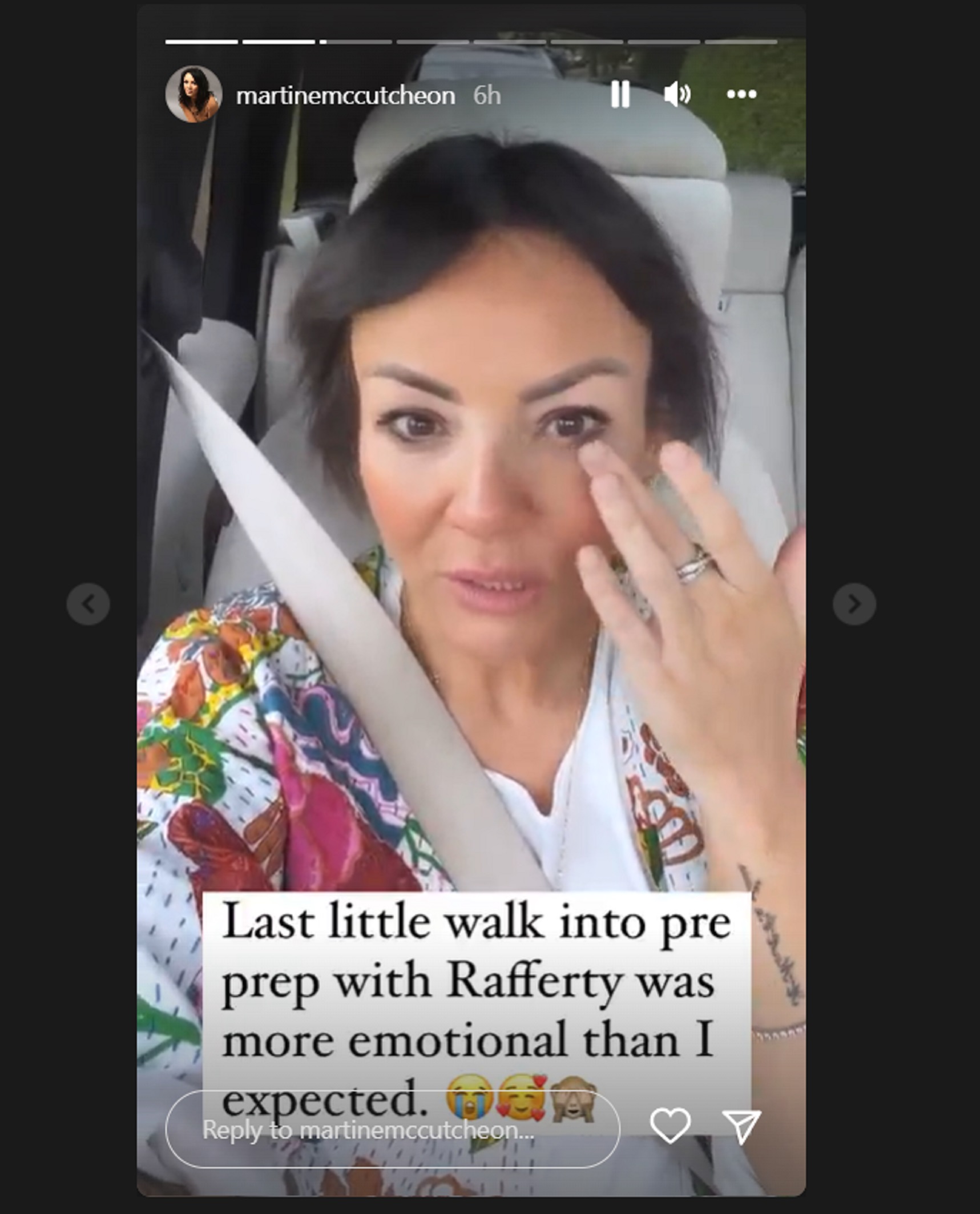 Martine McCutcheon crying on Instagram Stories over her son