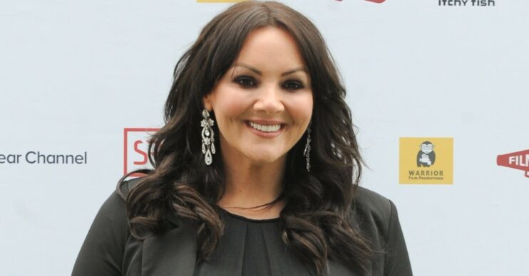 Martine McCutcheon smiling at The Bromley Boys Premiere