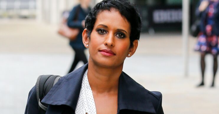 BBC Breakfast host Naga Munchetty looks at camera outside studios