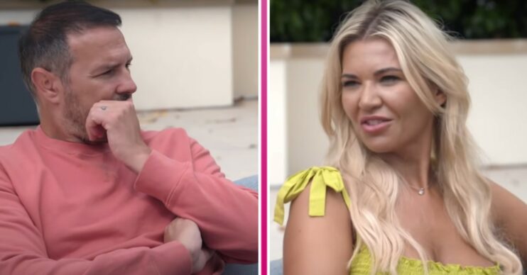 Paddy McGuinness holds his hand to his mouth and wife Christine expresses herself