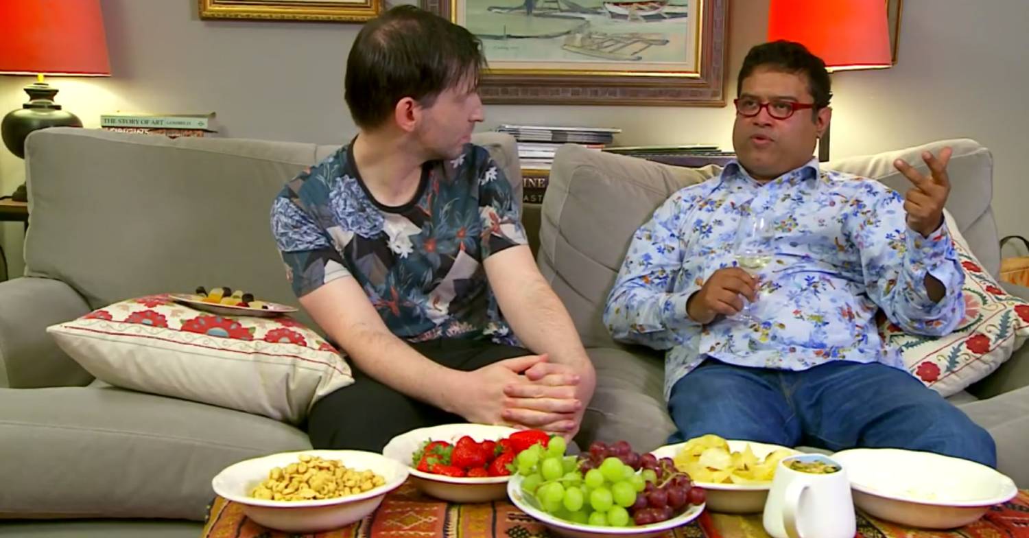 Paul Sinha makes his point to husband Oliver Levy on Celebrity Gogglebox