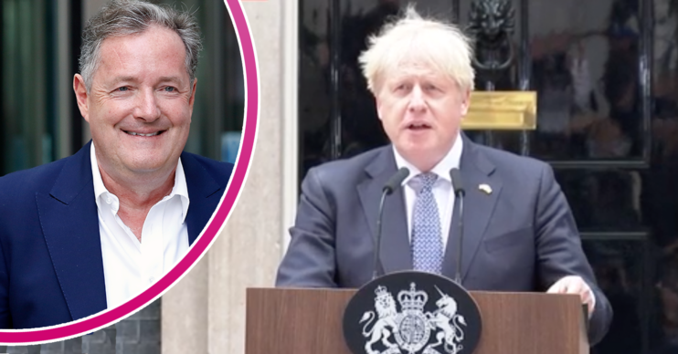 Piers Morgan smiling and Boris at Downing Street