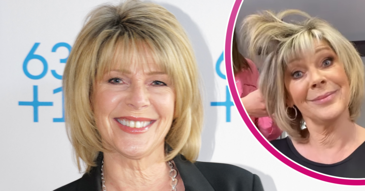 Ruth Langsford smiling and inset having her hair done