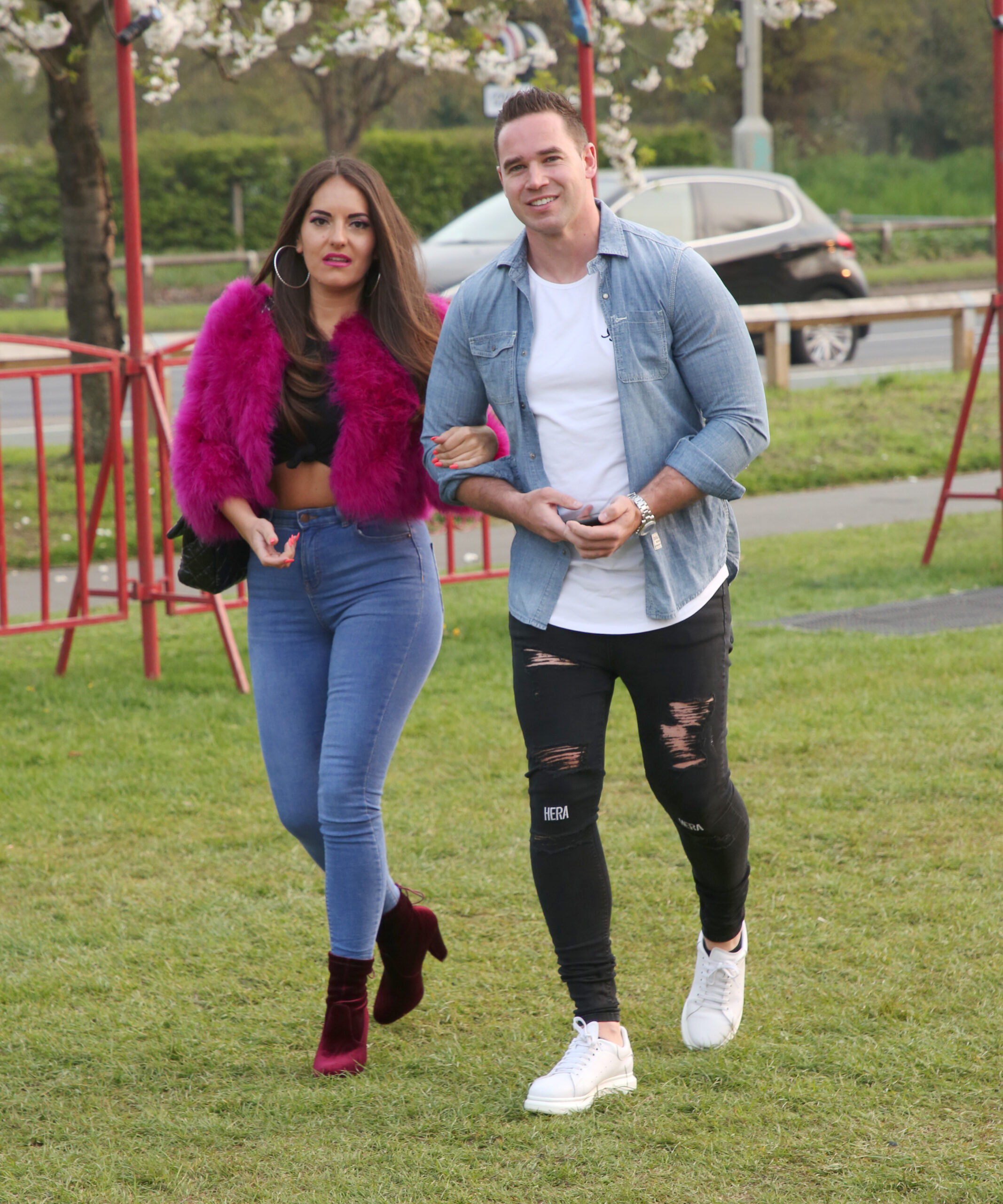 Kieran Hayler and Michelle Penticost walking in the park