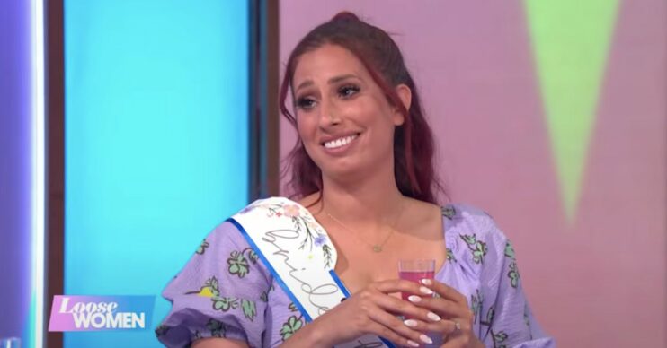 Stacey Solomon wearing a 'bride to be' sash on Loose Women