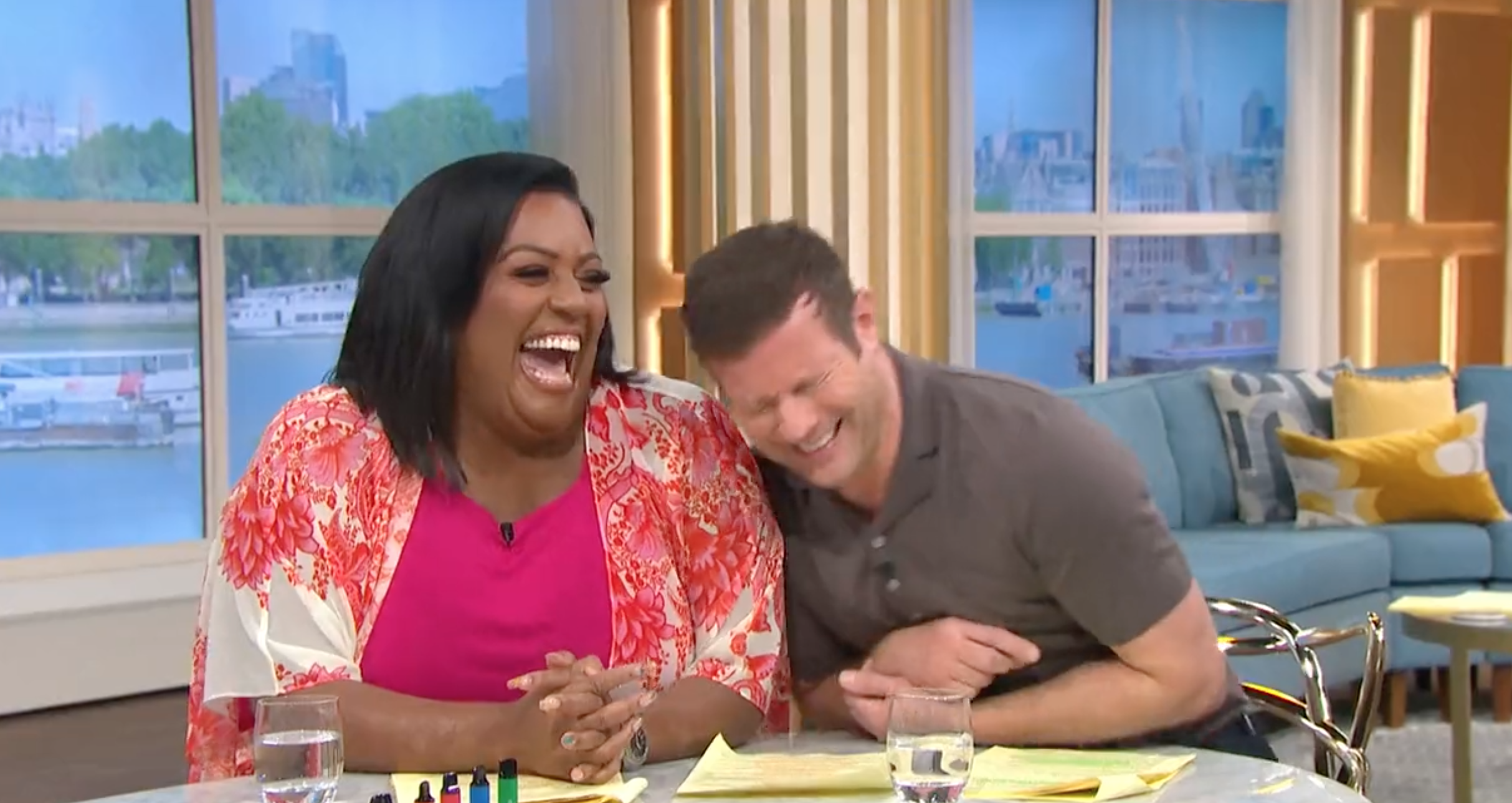 Alison and Dermot laughing on This Morning