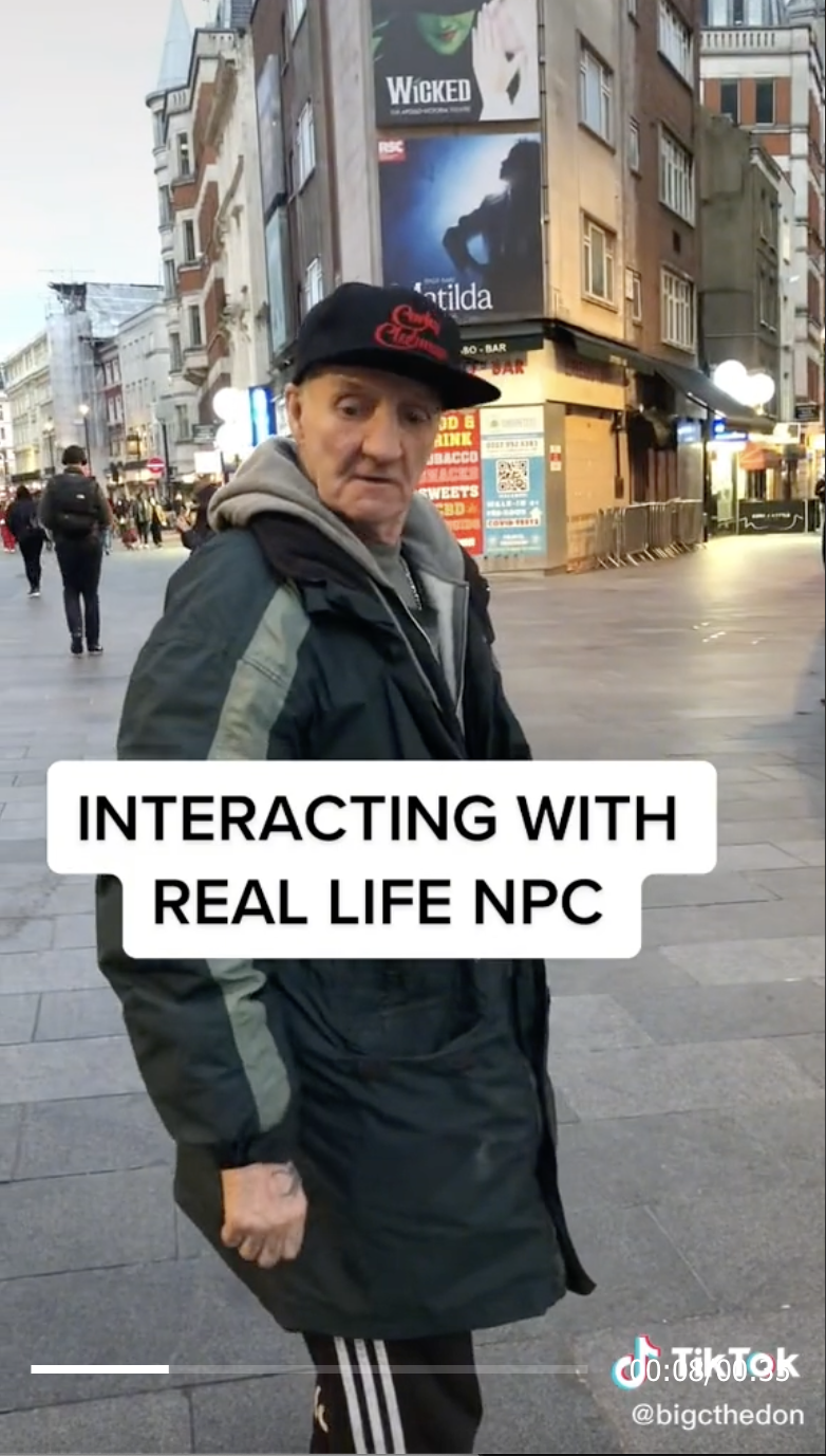 A man looking shocked in an NPC TikTok video