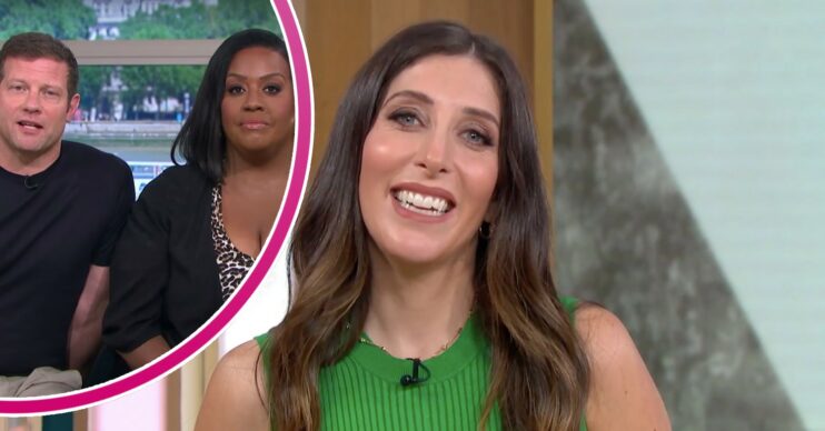 Sarah Jossel, Alison Hammond and Dermot O'Leary smiling on This Morning today
