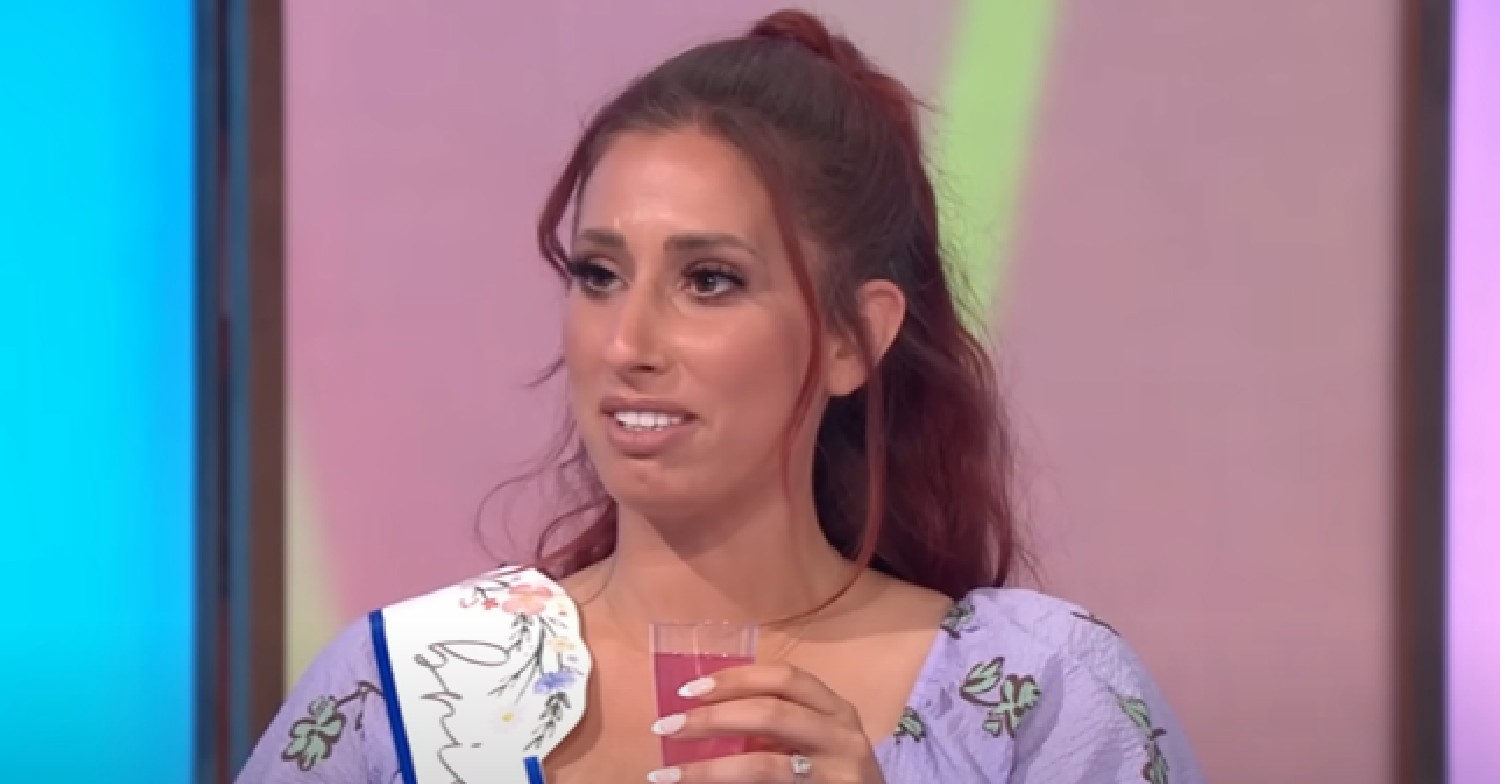 Stacey Solomon holding a drink on Loose Women