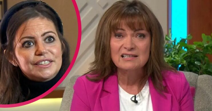 Deborah James speaking to camera, Lorraine Kelly looking sad