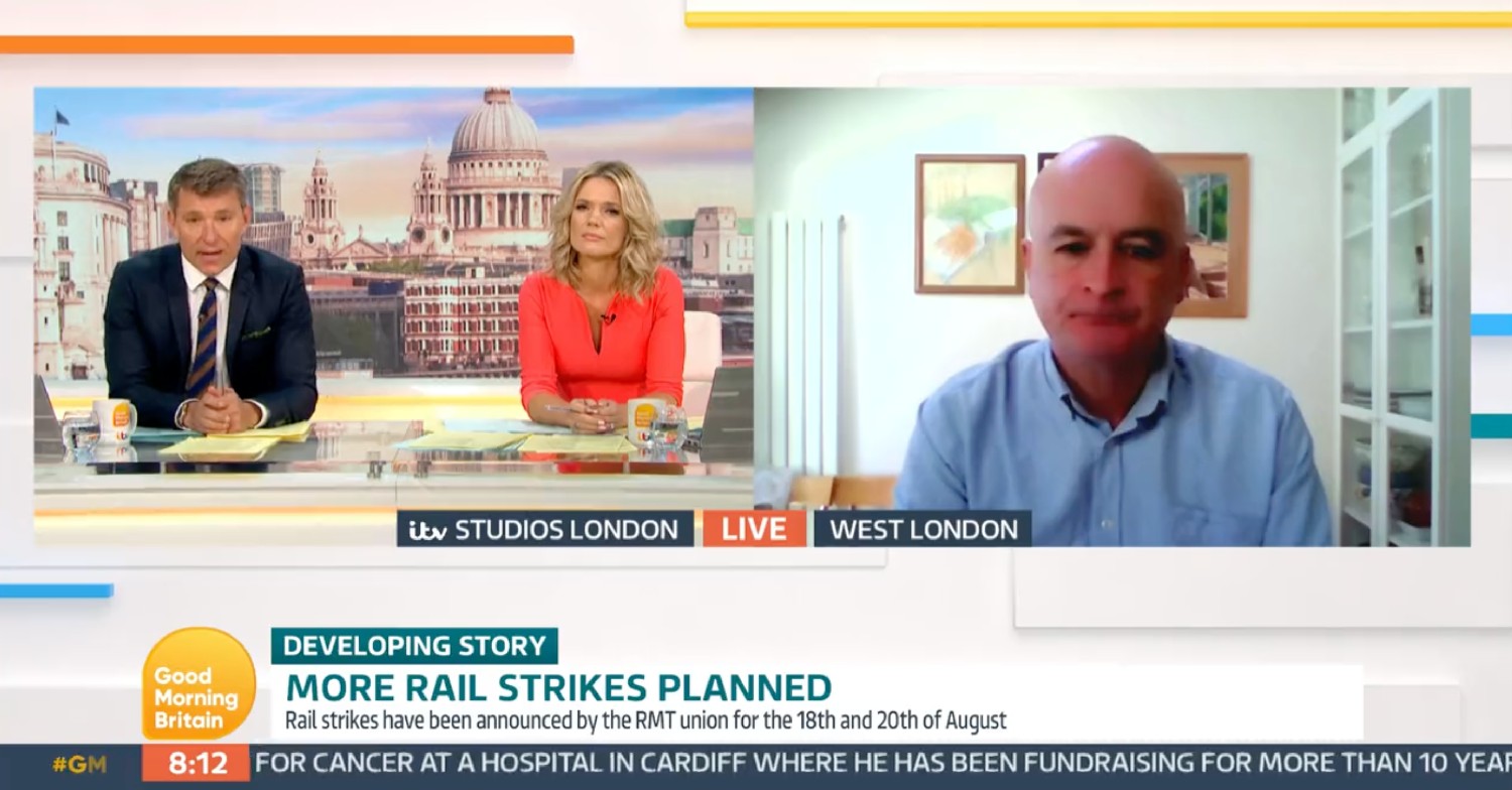 Ben Shephard and Charlotte Hawkins speaking to Mick Lynch on GMB today