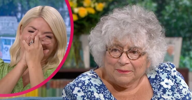 Miriam Margolyes and Holly Willoughby laughing on This Morning