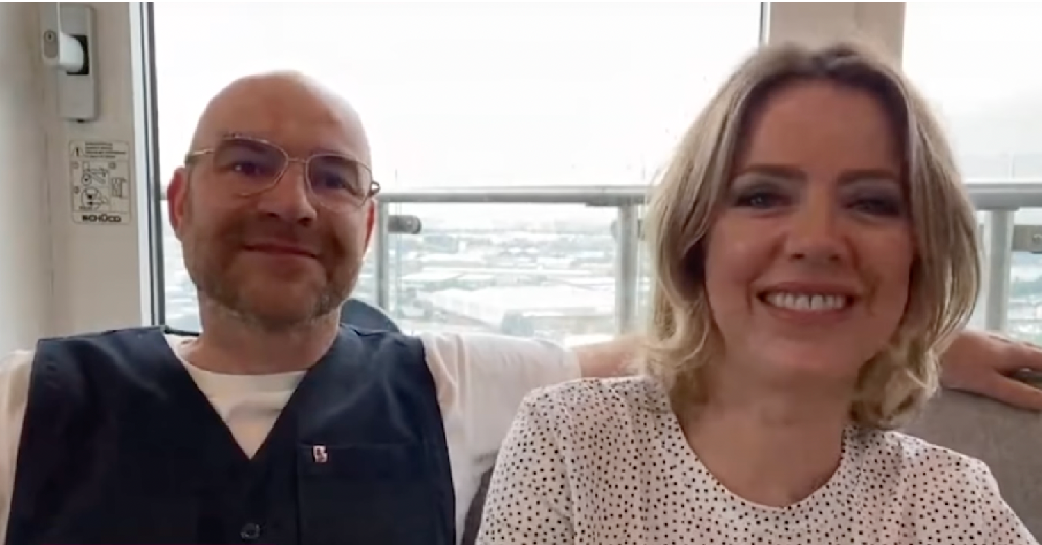 Sally Carman and Joe Duttine smiling on Lorraine