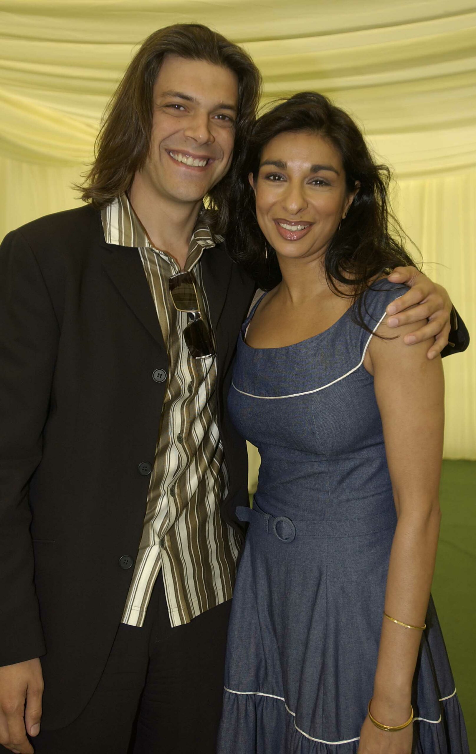 Gary Turner and Shobna Gulati smiles together at polo