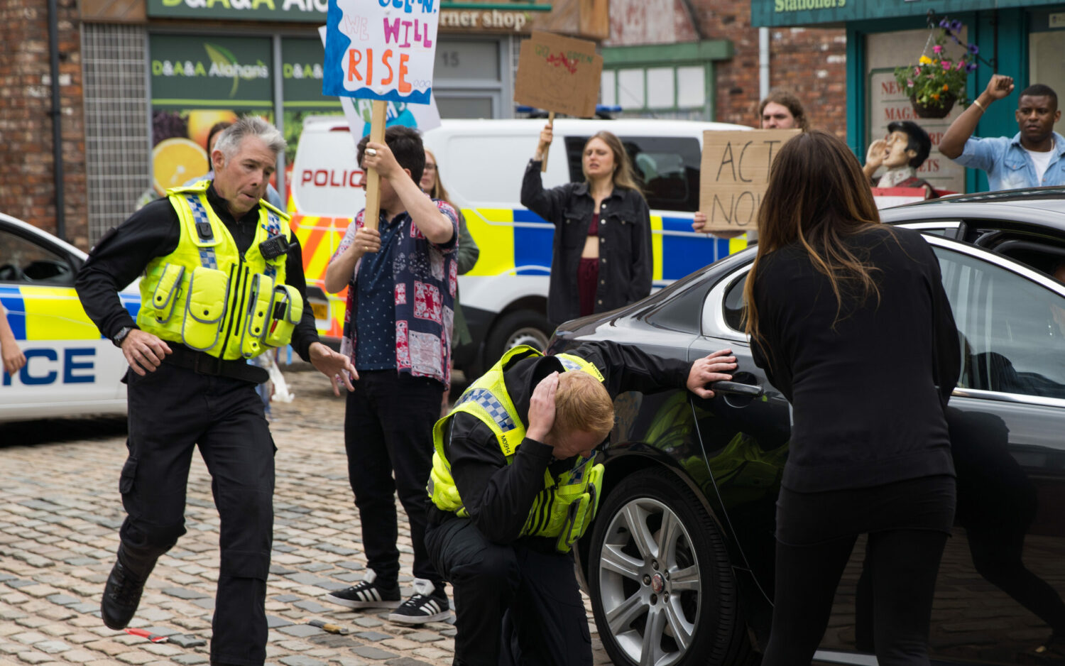 Craig hurt in protest Corrie