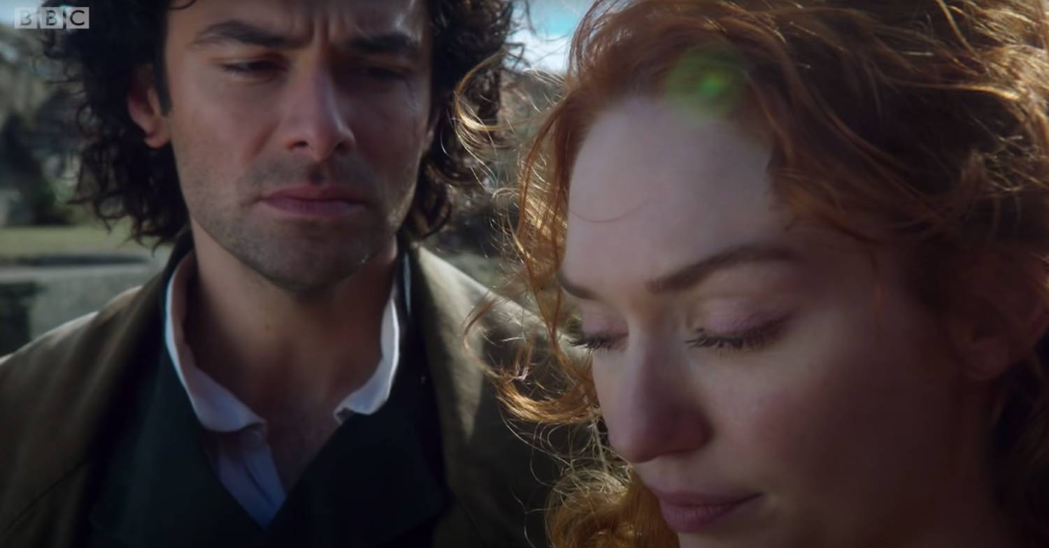 The Suspect star Aidan Turner in character with Eleanor Tomlinson in Poldark