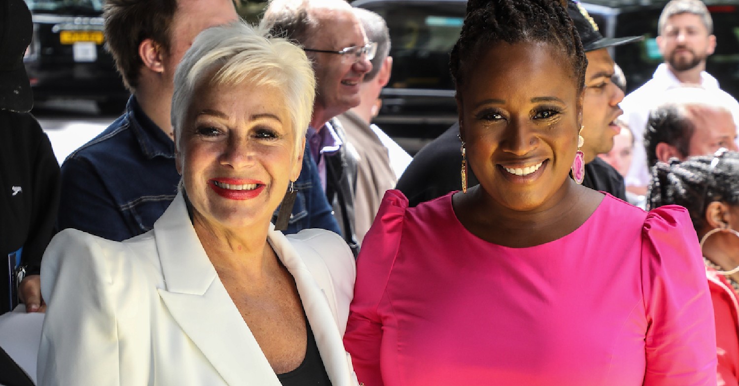 Denise Welch and Charlene White on red carpet smiling