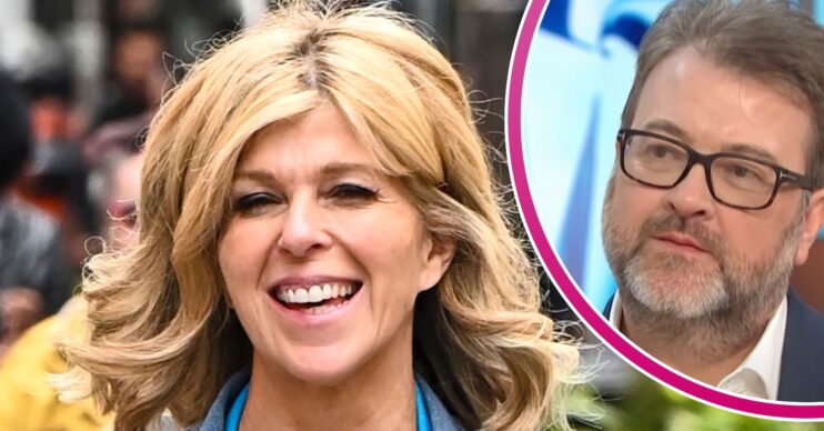 Kate Garraway smiling nad Derek Draper being interviewed