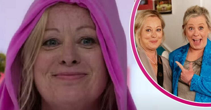 Fern smiling and Gabrielle Glaister and Jane Hazlegrove smiling together in Corrie