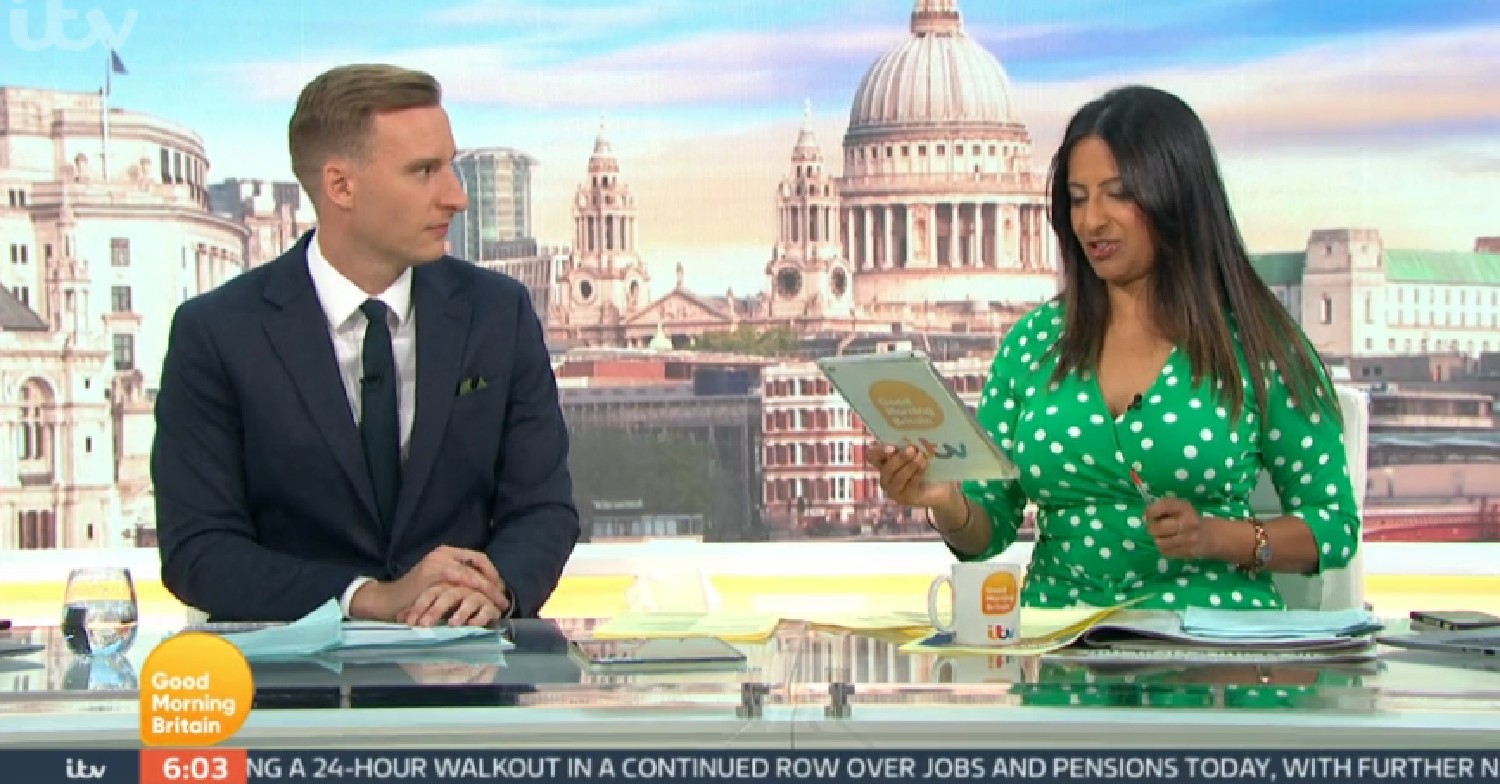 New Presenter Paul Brand looks at Ranvir Singh reading out on GMB