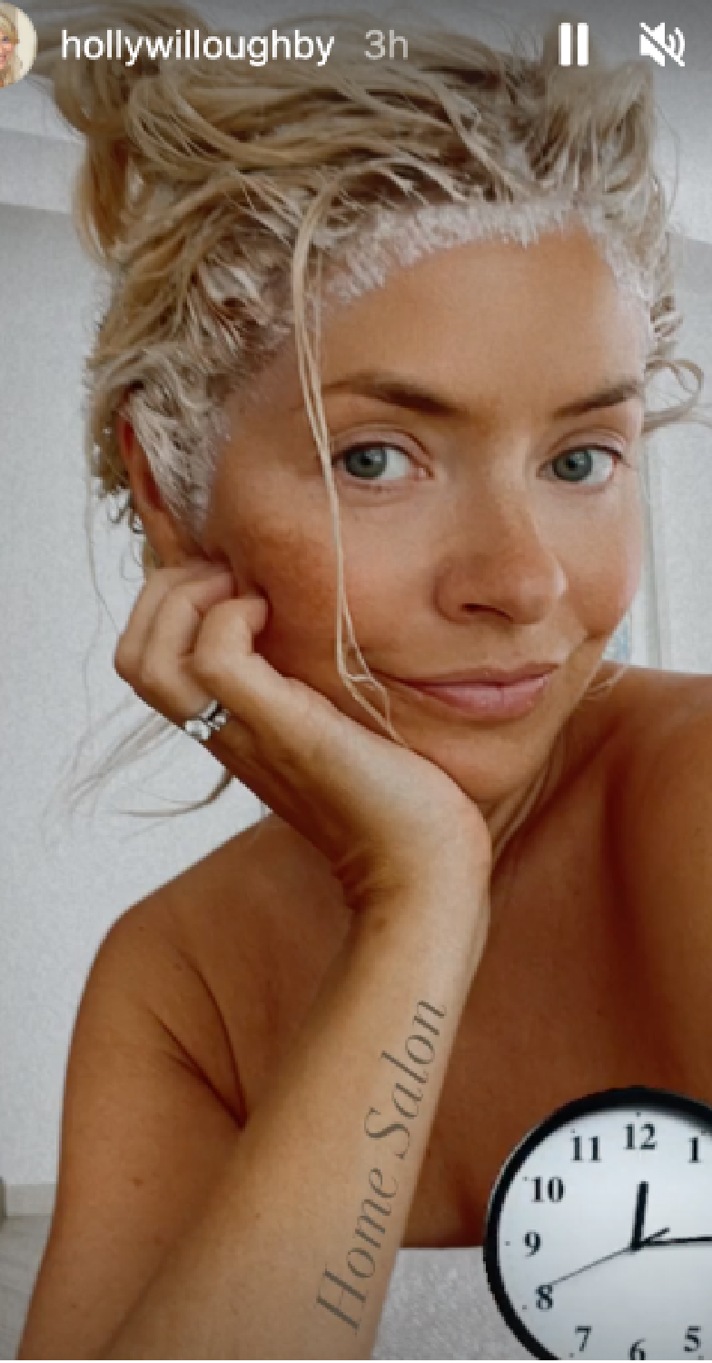 This Morning Holly Willoughby smiles while having her roots done