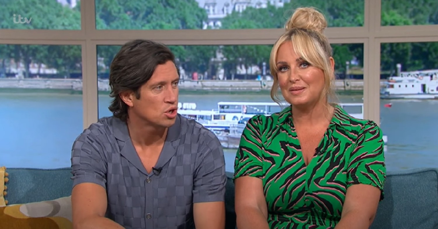 Vernon Kay looks at Josie Gibson as she speaks on This Morning today