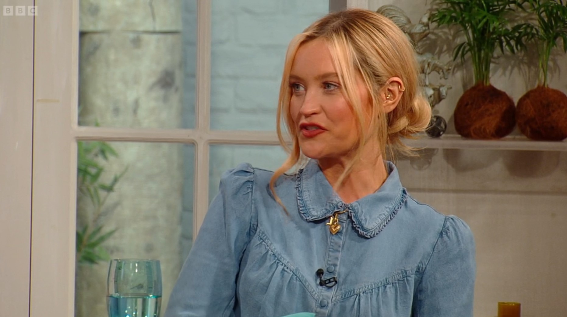 Laura Whitmore looks interested on Saturday Kitchen