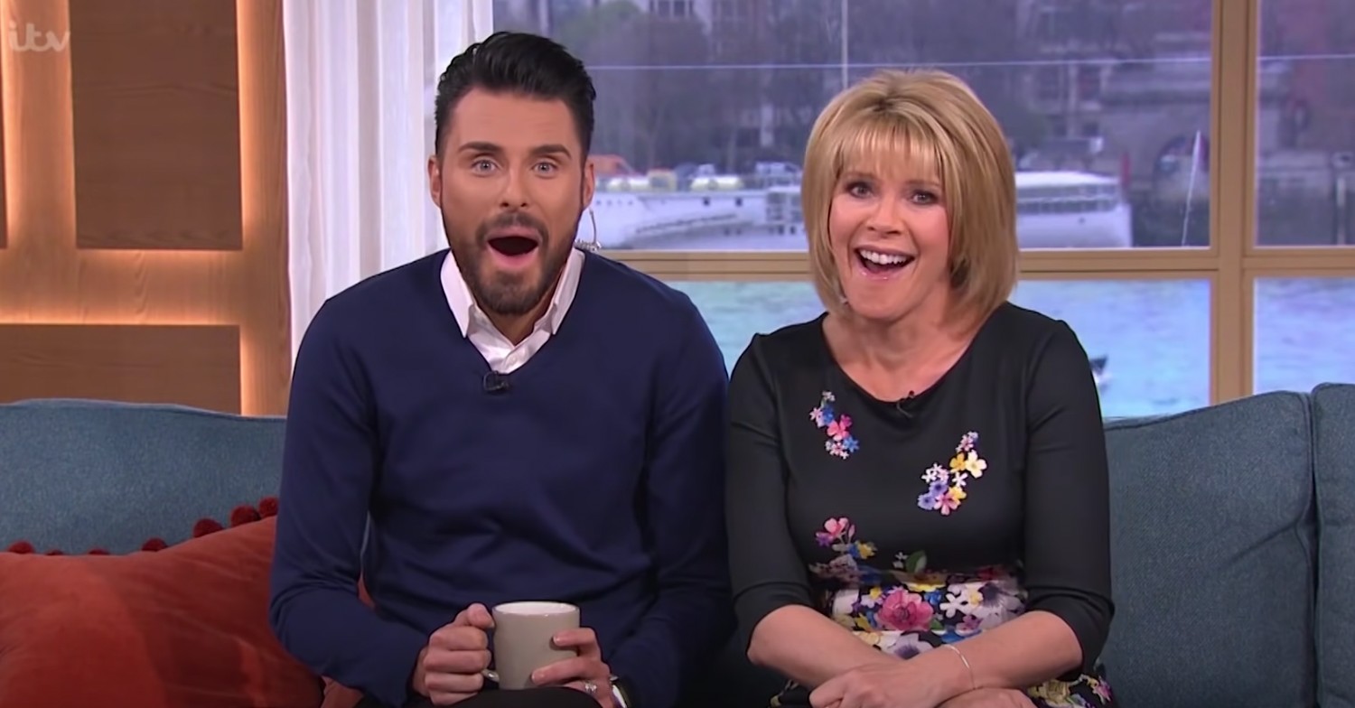 Ruth Langsford and Rylan Clark presenting This Morning and smiling