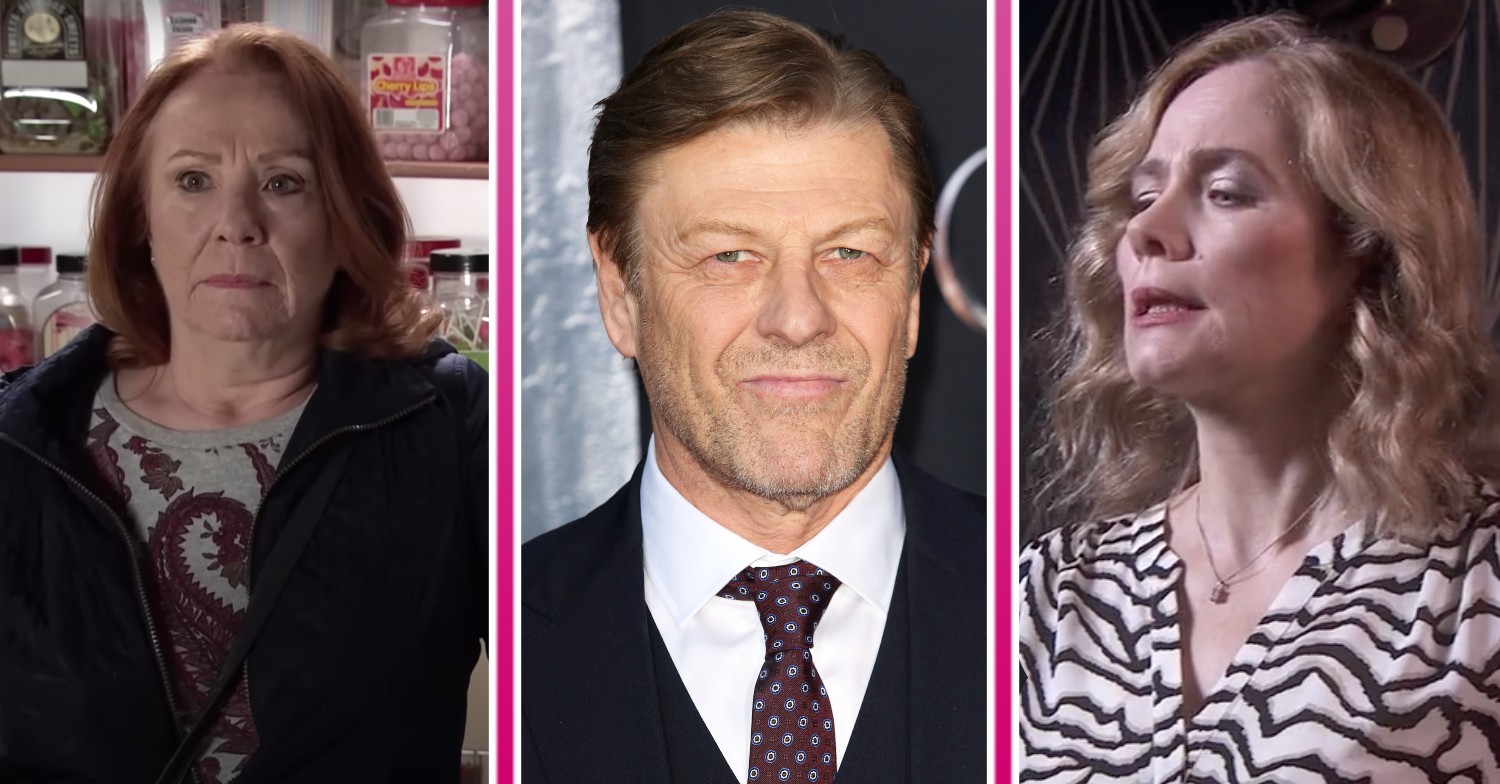 Sean Bean with two of his wives
