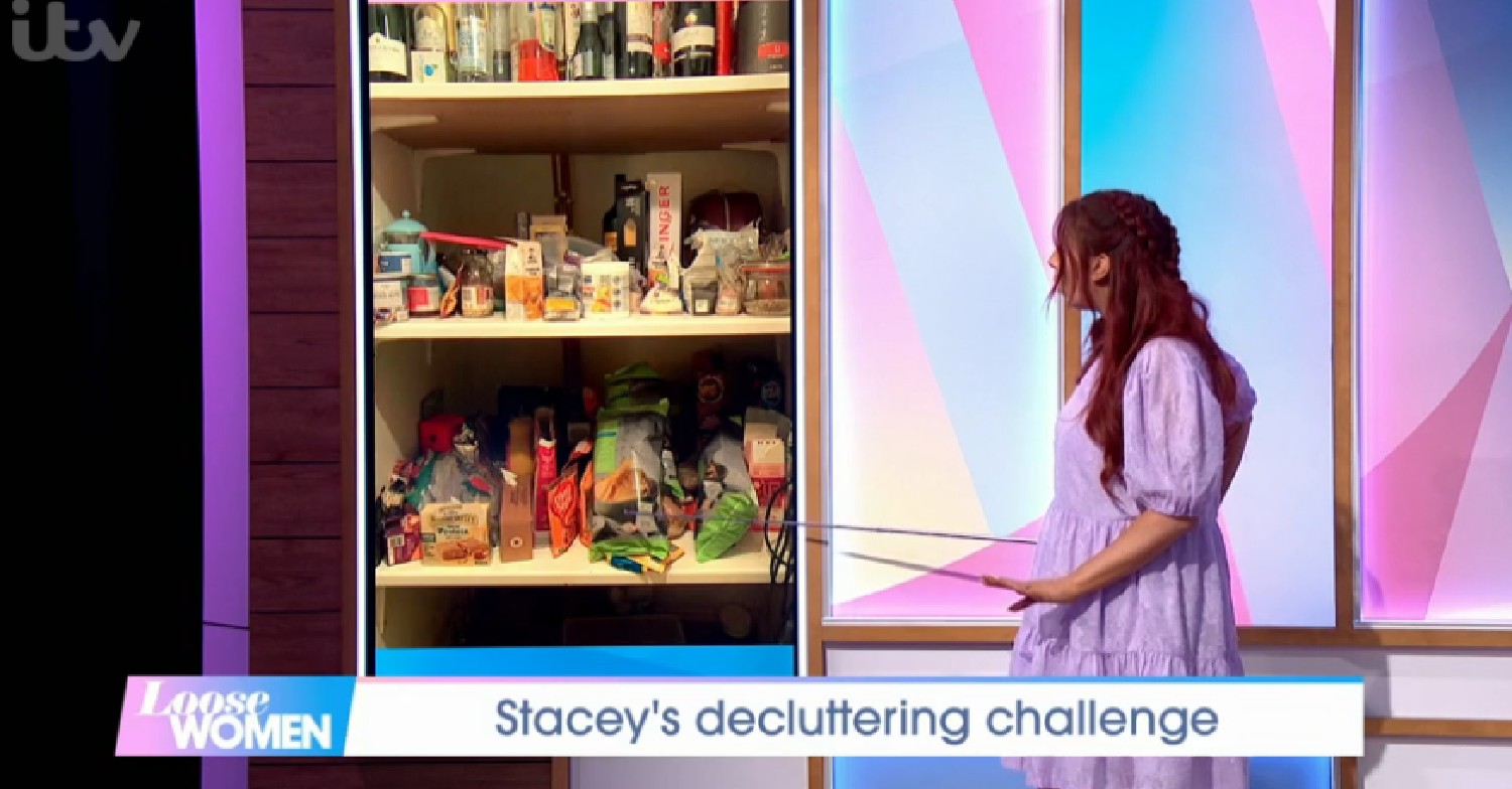 Stacey Solomon looks at Kaye Adams' cupboard on Loose Women
