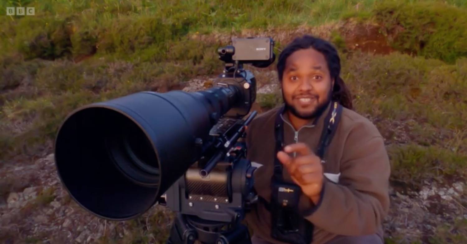 Strictly 2022 star Hamza Yassin operates his camera on Countryfile