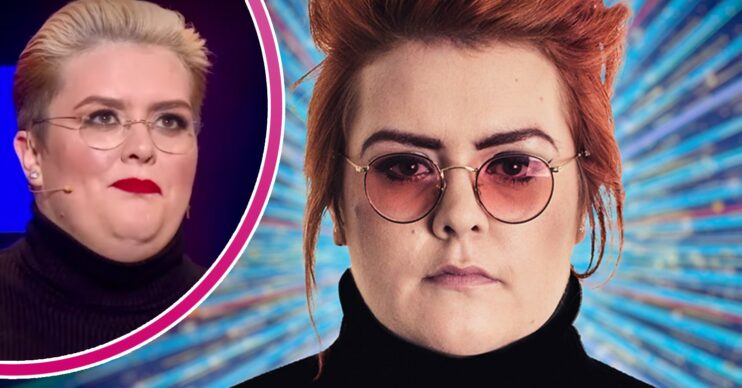 Strictly 2022 contestant Jayde Adams during stand up, and also looking stern