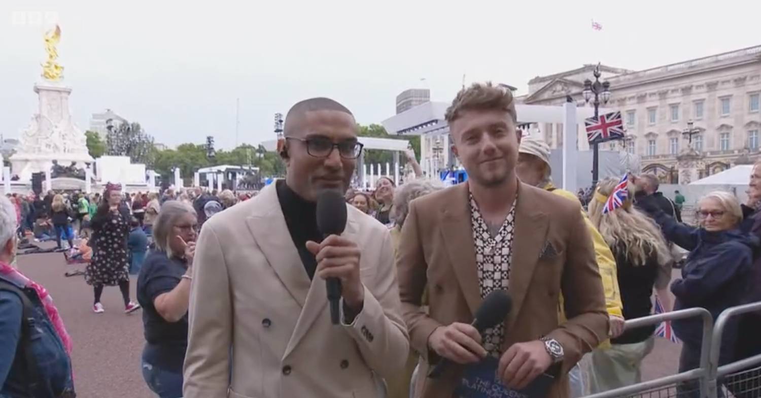 Richie Anderson covering the Platinum Jubilee with Roman Kemp earlier in the summer