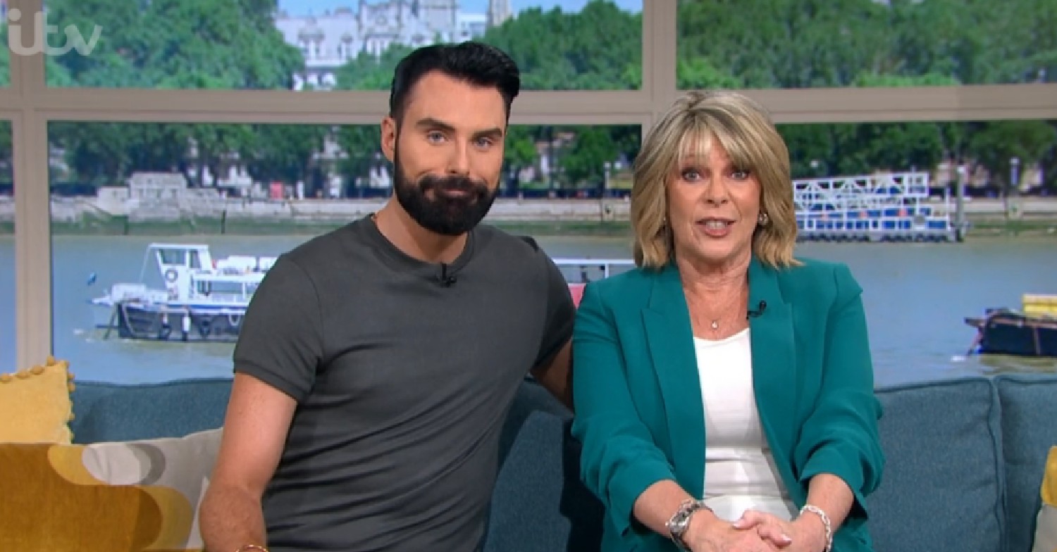 Rylan Clark smiling as Ruth Langsford talks on ITV This Morning