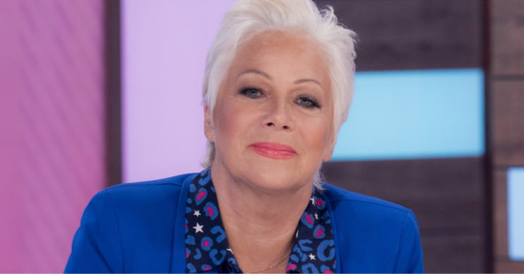 Denise Welch smiles softly to camera