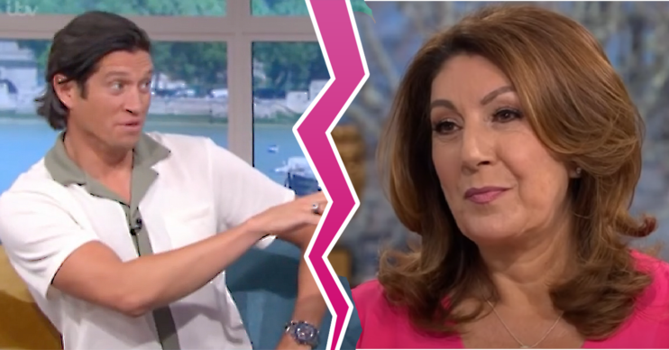 Vernon Kay pointing at Jane McDonald