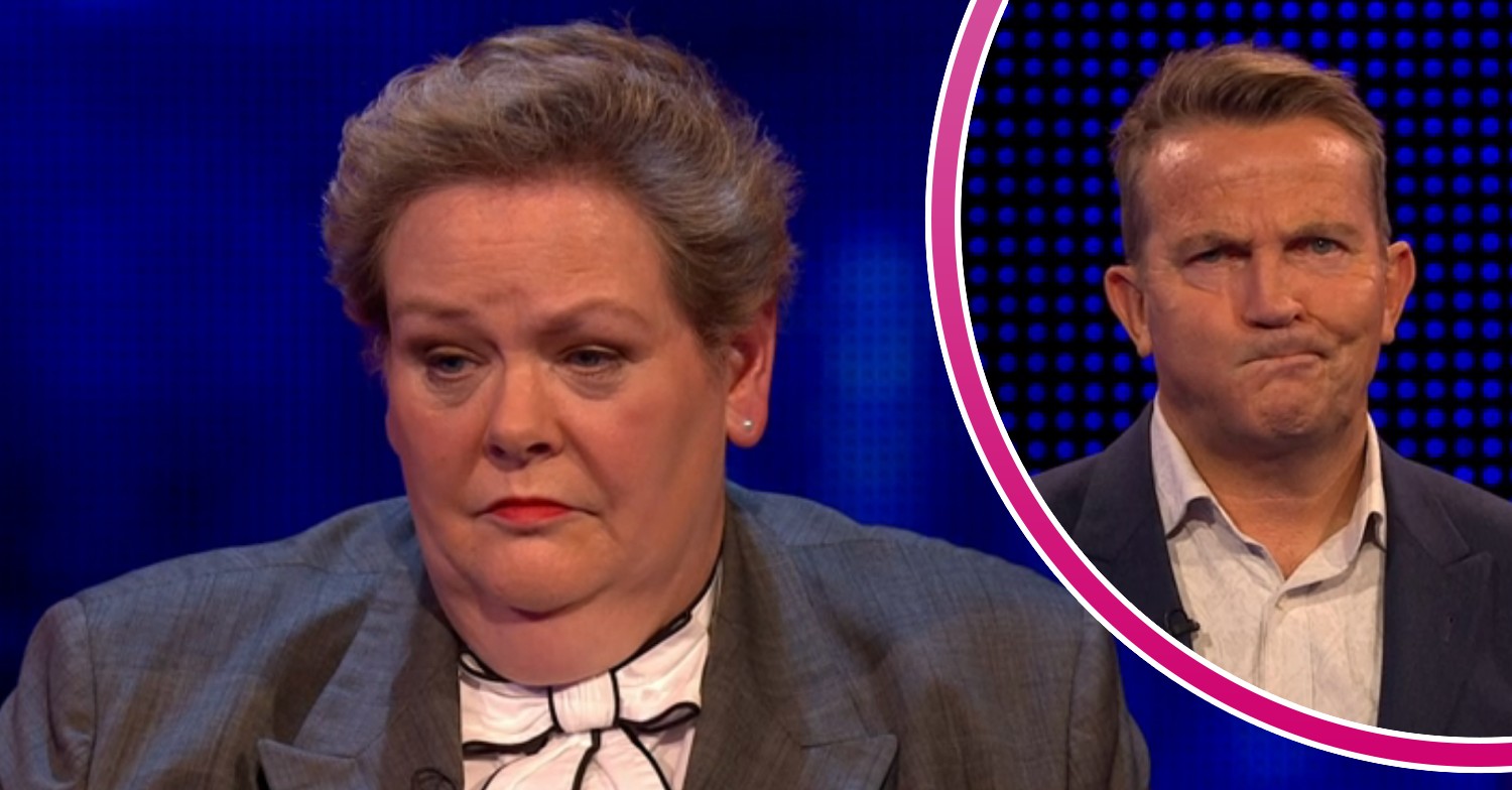 Anne Hegerty and Bradley Walsh pulling a face on The Chase