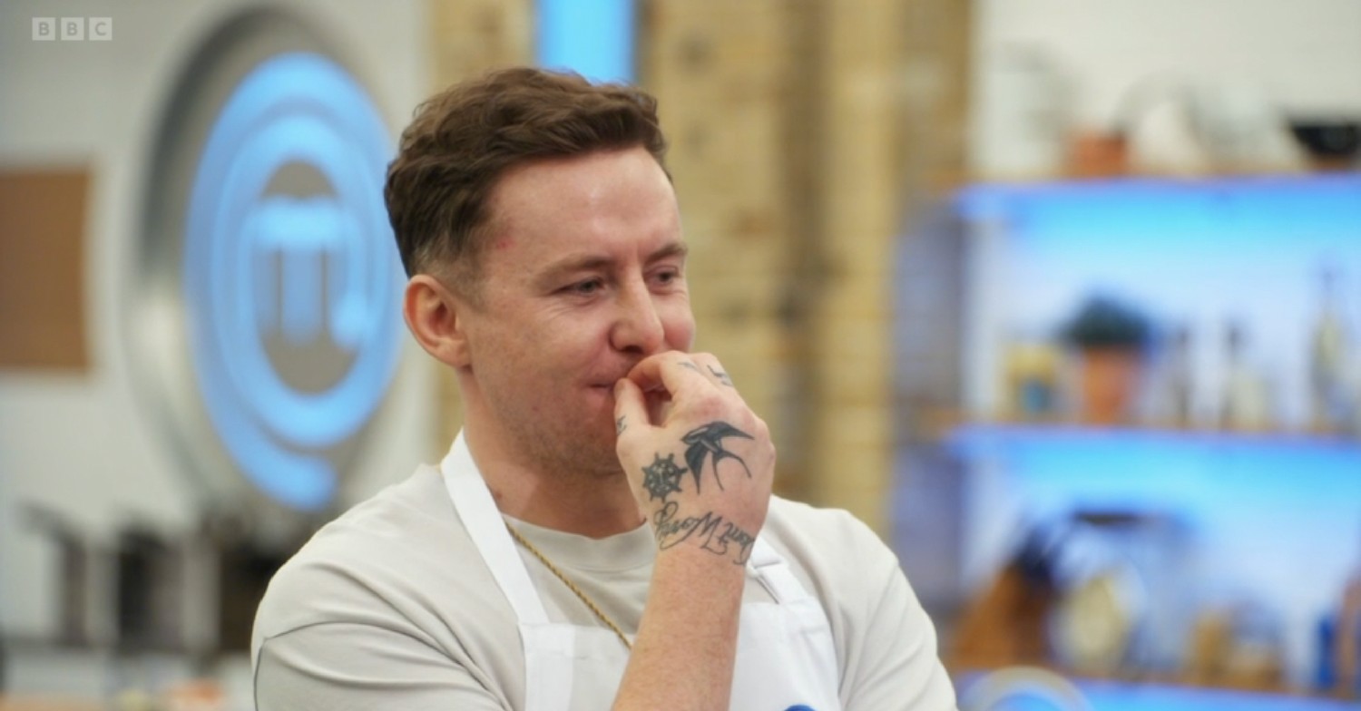Danny Jones looking nervous on Celebrity MasterChef 2022 