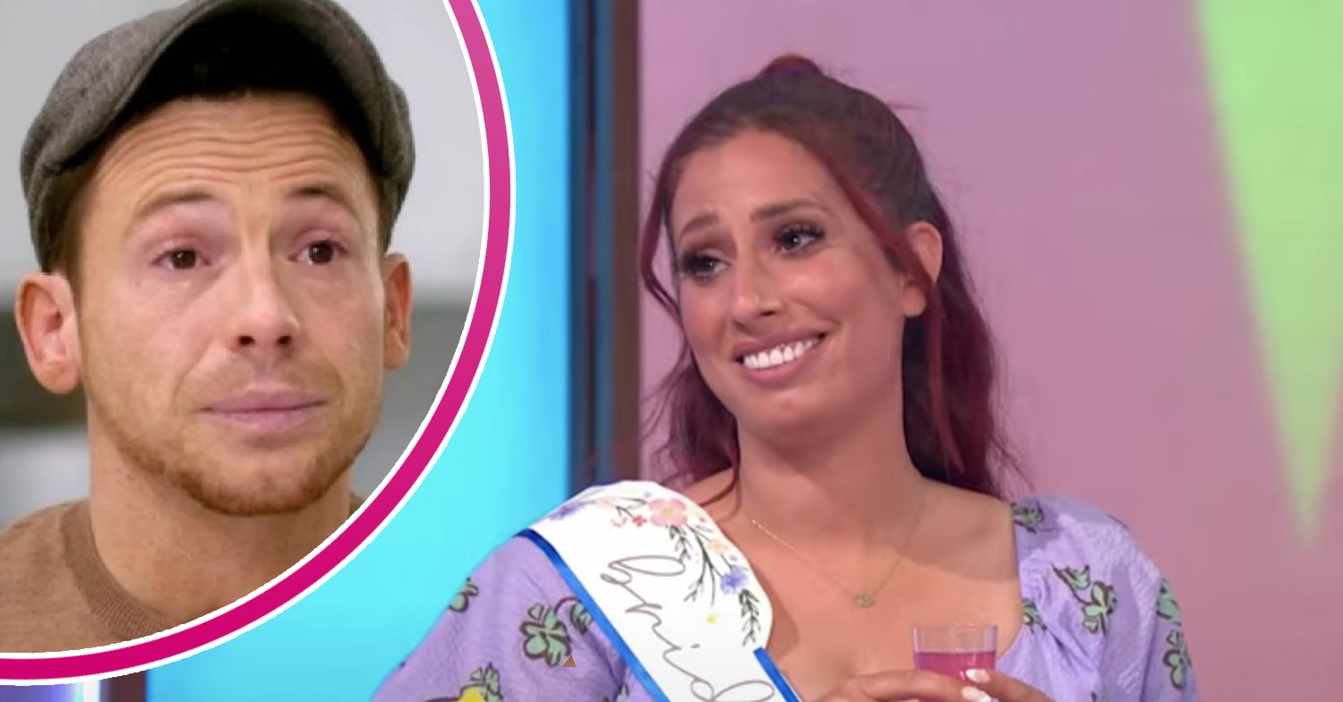 Joe Swash crying, Stacey Solomon smiling