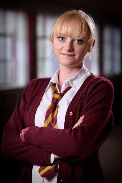 Katie McGlynn in Waterloo Road, posing in her school uniform