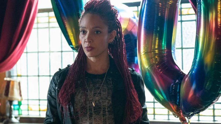 Camilla Beeput standing in the pub in Save Me on Sky Atlantic