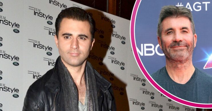 Darius Campbell Danesh posing at event and Simon Cowell smiling at premiere
